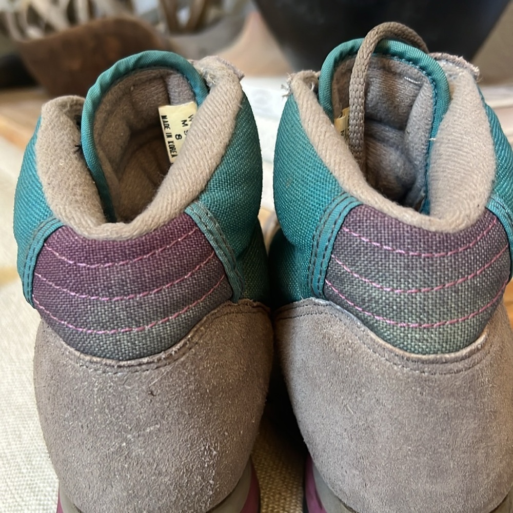 Vintage L.L. Bean Merrell Lazer Hiking Boots Leather Teal Purple Women's Size 8 - Picture 3 of 5